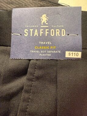 Stafford Black Classic Fit Travel Suit Separate